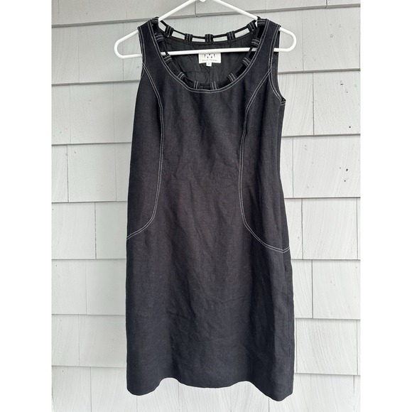 David Meister Dresses & Skirts - David Meister Black LInen Sleeveless Sheath Dress w/ Contrast Stitching Sz 8‎